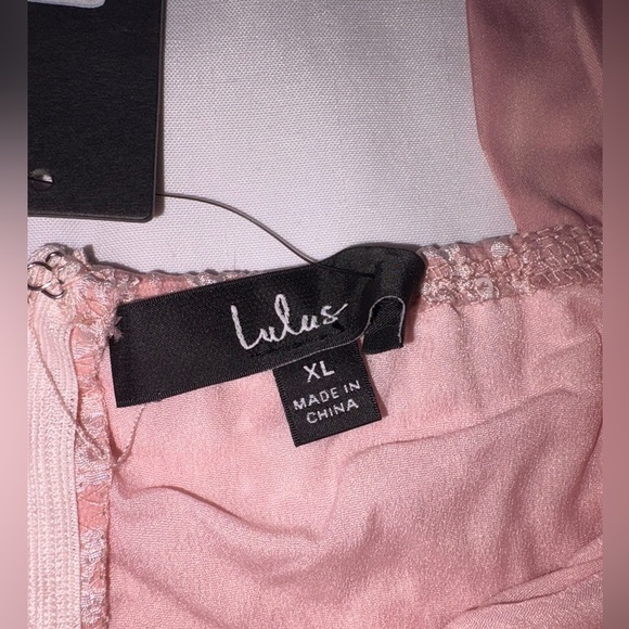 Lulus NWT Size XL Darling Composure Pink Jacquard Sequin Tie Strap Mini Dress - Picture 6 of 9